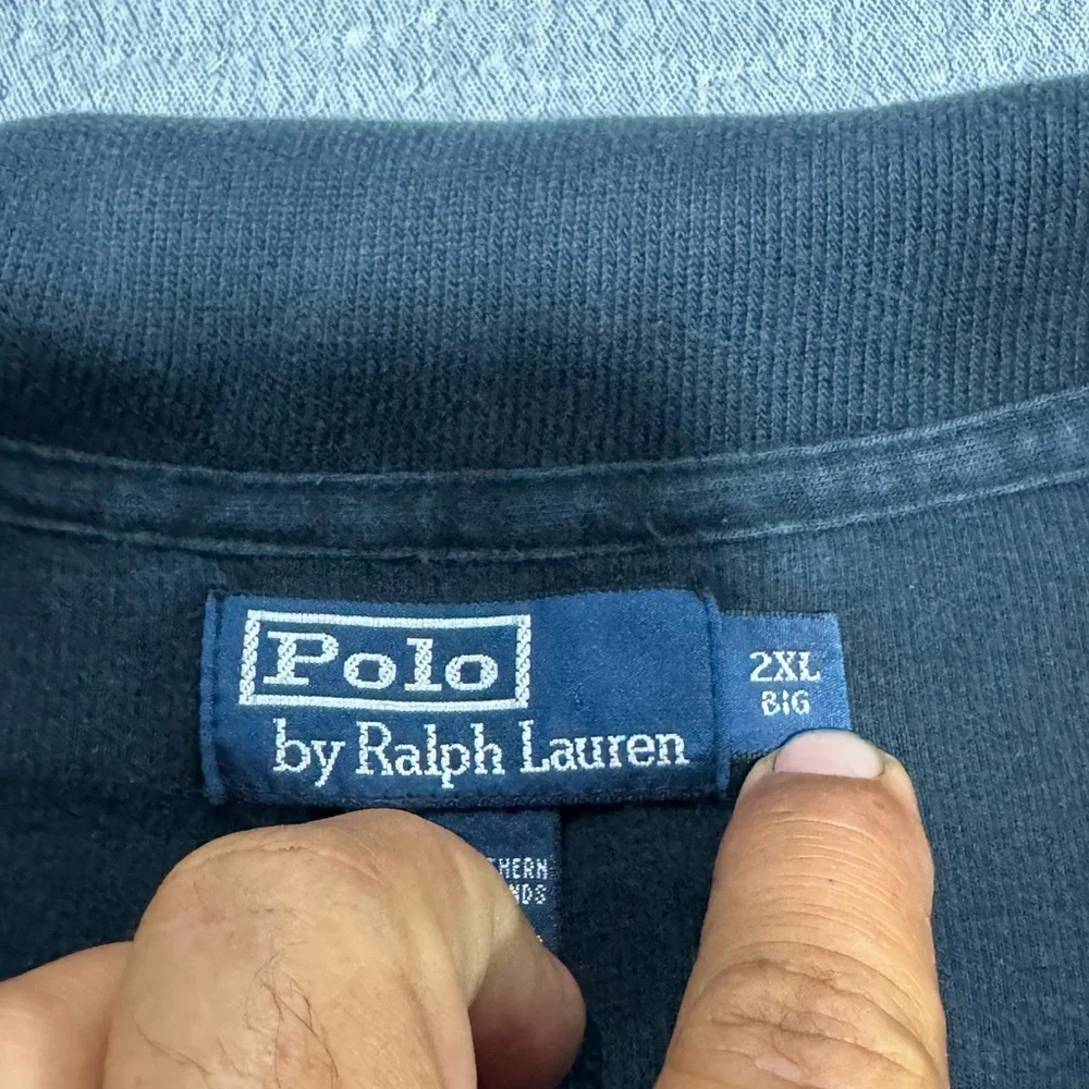 Vintage Polo Ralph Lauren Estate Rib Knit Sweater‎ Navy 1/4 Zip Pullover 2XL Big